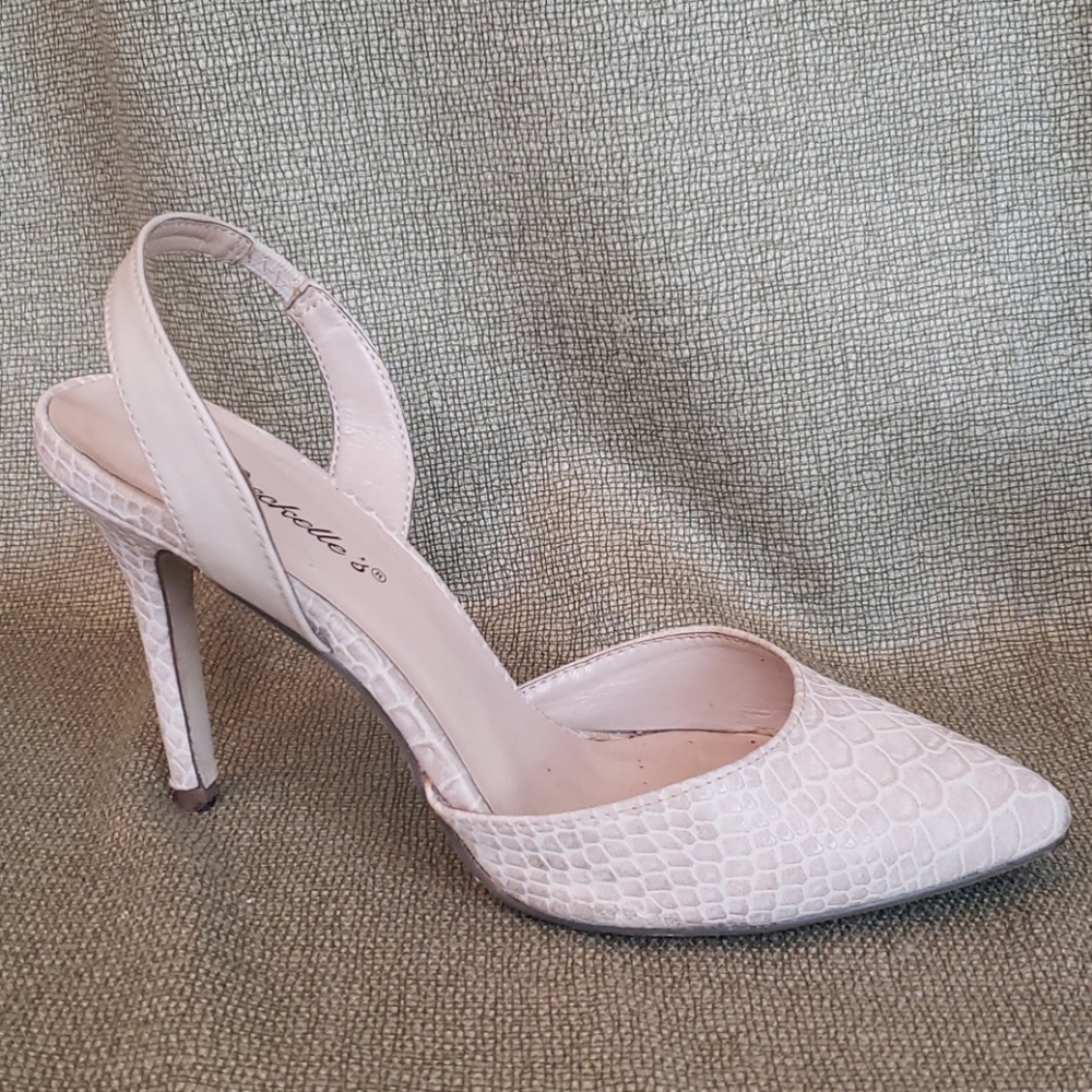 Breckelle's Bone Snake-embossed Slingbacks